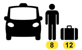 Minivan Croatia taxi transfers - capacity of passengers and luggage